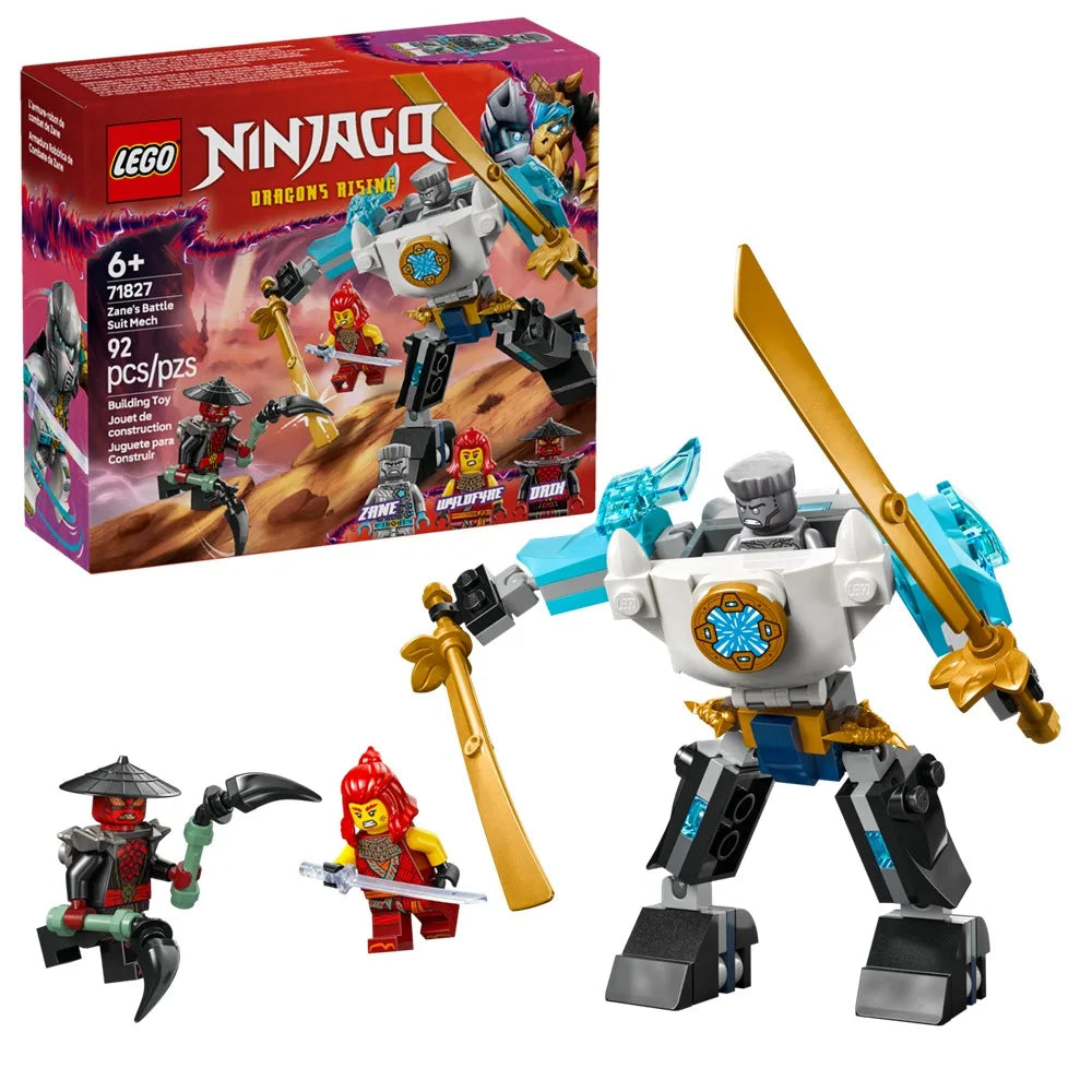 LEGO® NINJAGO® Zane’s Battle Suit Mech 71827 NINJAGO Dragons Rising 3 Minifigures for kids Ages 6+ Birthday Gift 92 Pieces